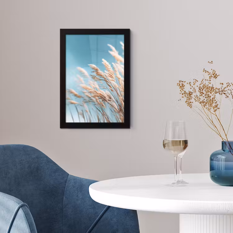 Poster met lijst - Siergras - Wind - Lichtbruin — 2