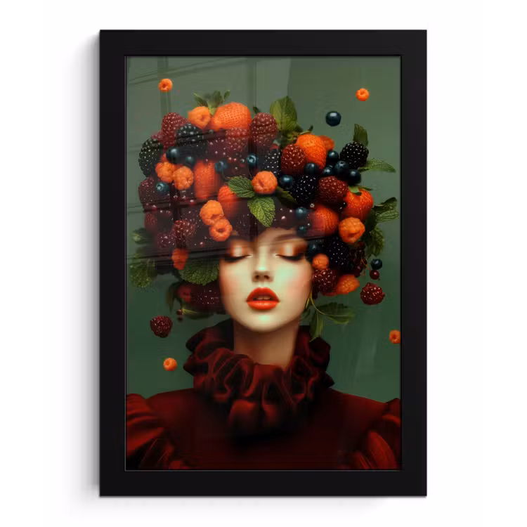 Poster met lijst - Vrouw - Aardbeien - Frambozen - Bramen - Bessen — 1