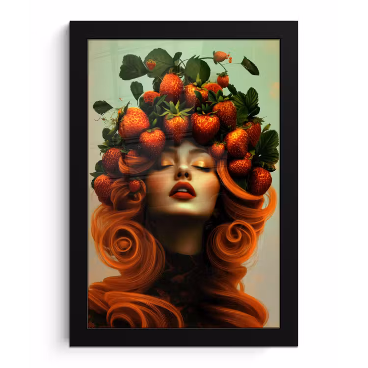 Poster met lijst - Vrouw - Aardbeien - Kroon — 1