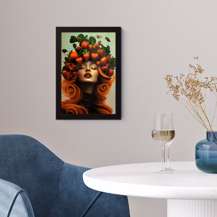 Poster met lijst - Vrouw - Aardbeien - Kroon — 2