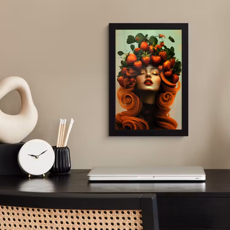 Poster met lijst - Vrouw - Aardbeien - Kroon — 3