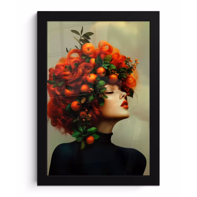 Poster met lijst - Vrouw - Appels - Rood - Bladeren — 1