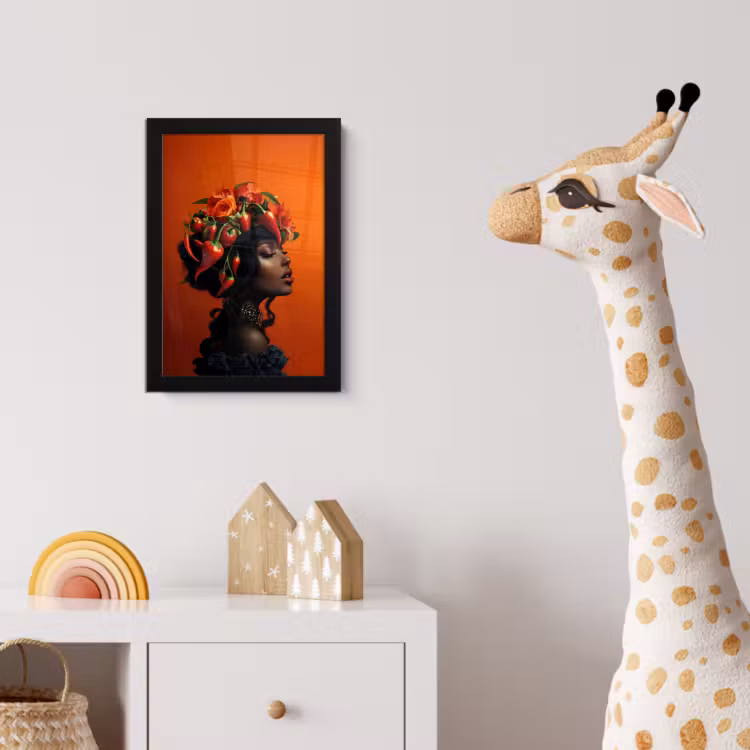 Poster met lijst - Vrouw - Chilipepers - Pepers - Bloemen — 5