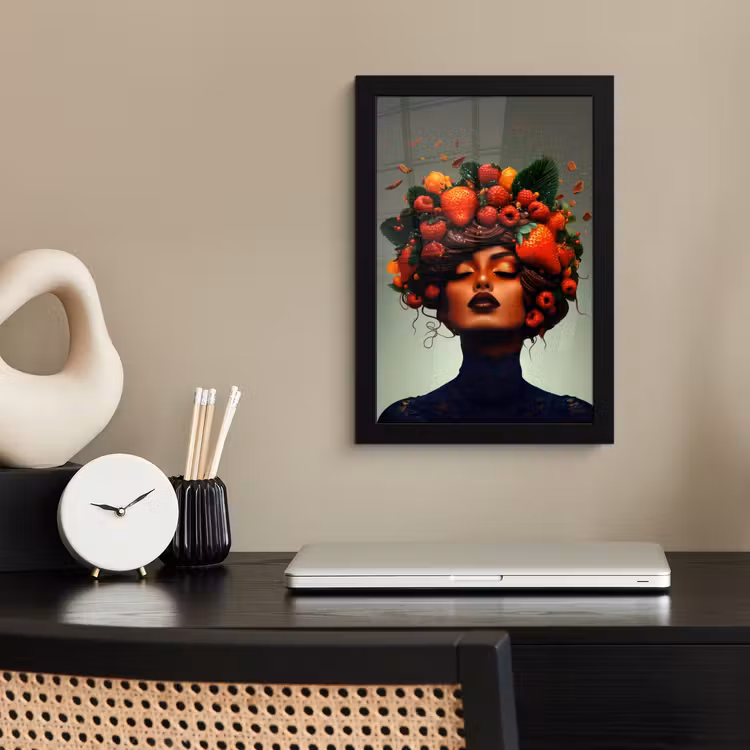 Poster met lijst - Vrouw - Chocolade - Frambozen - Aardbeien - Koekjes — 3