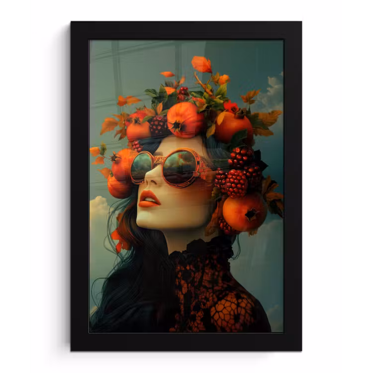 Poster met lijst - Vrouw - Granaatappel - Herfst - Zonnebril — 1