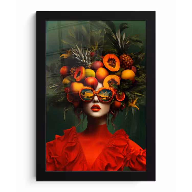 Poster met lijst - Vrouw - Vruchten - Papaja - Ananas — 1