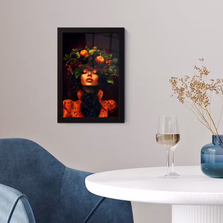 Poster met lijst - Vrouw - Zwart - Bessen - Bramen - Appels — 2