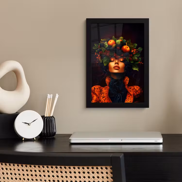 Poster met lijst - Vrouw - Zwart - Bessen - Bramen - Appels — 3