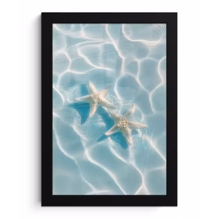 Poster met lijst - Zeesterren - Golvend water - Rustgevend — 1
