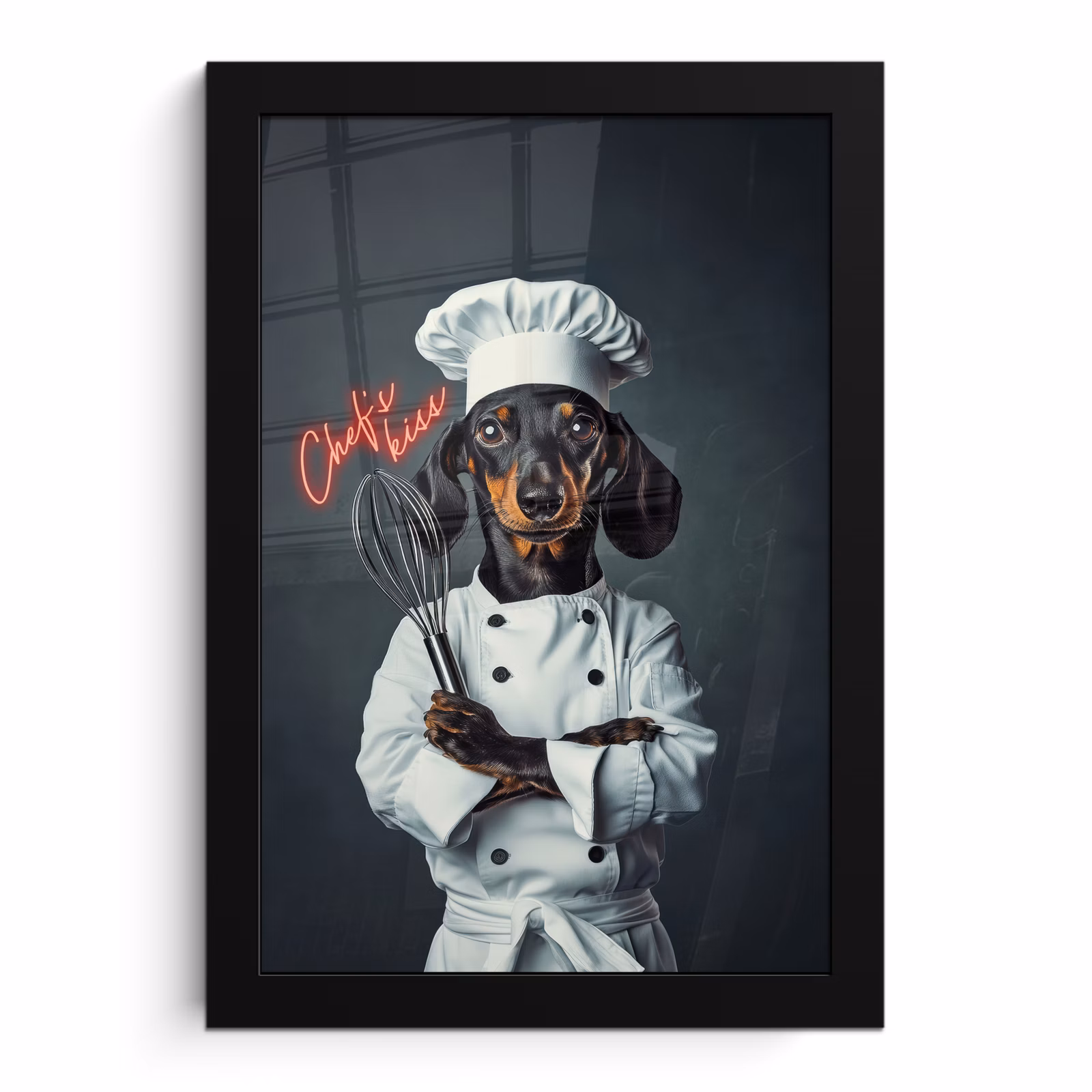 Poster met lijst - Quote - Neon - Hond - Kokskleding — 1
