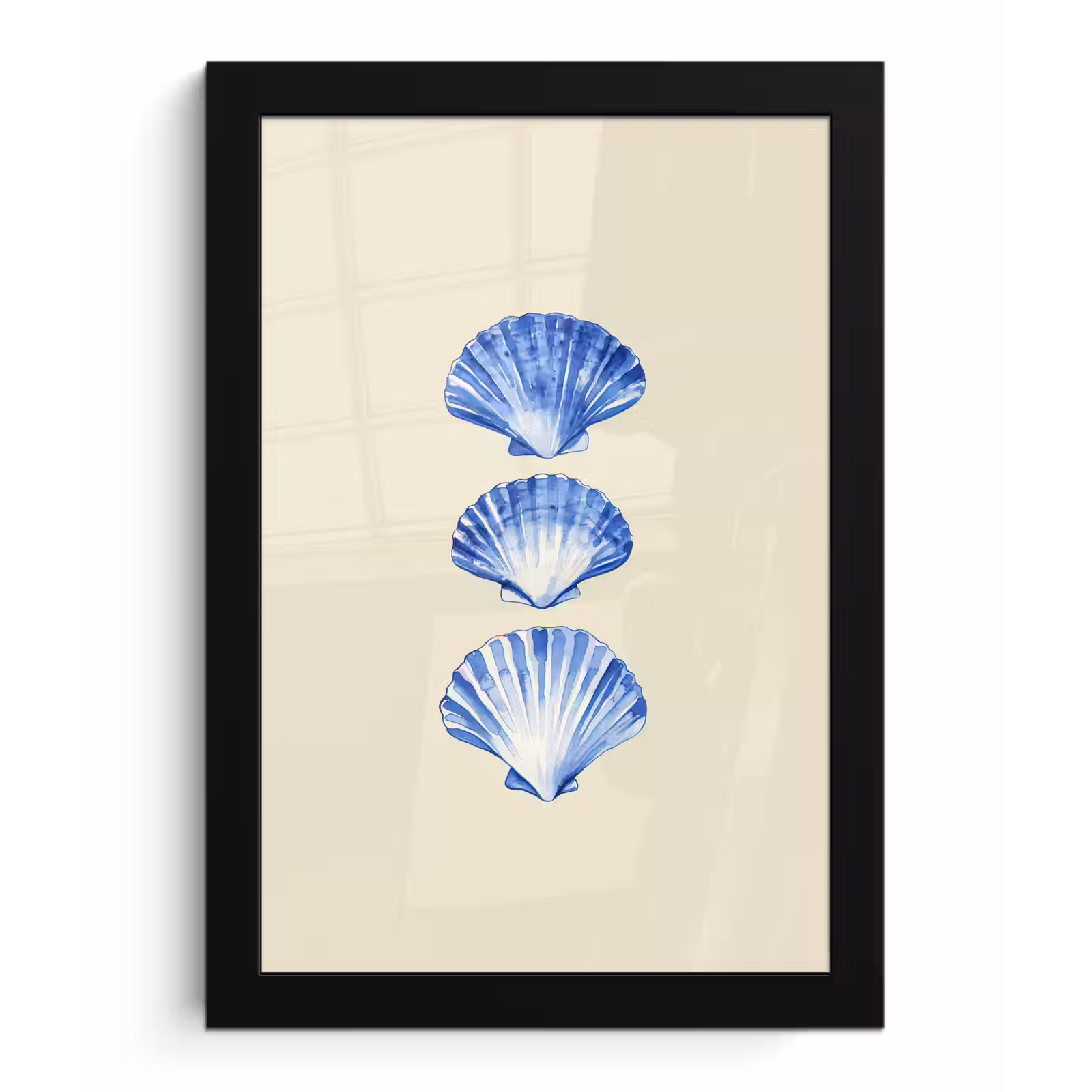 Poster met lijst - Schelpen - Blauw - Beige — 1