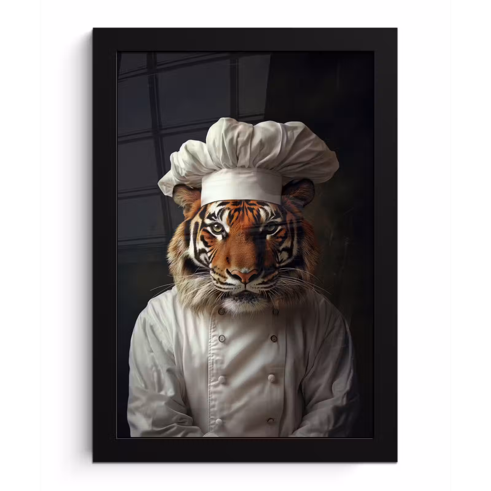 Poster met lijst - Tijger - Kokskleding - Bruin — 1