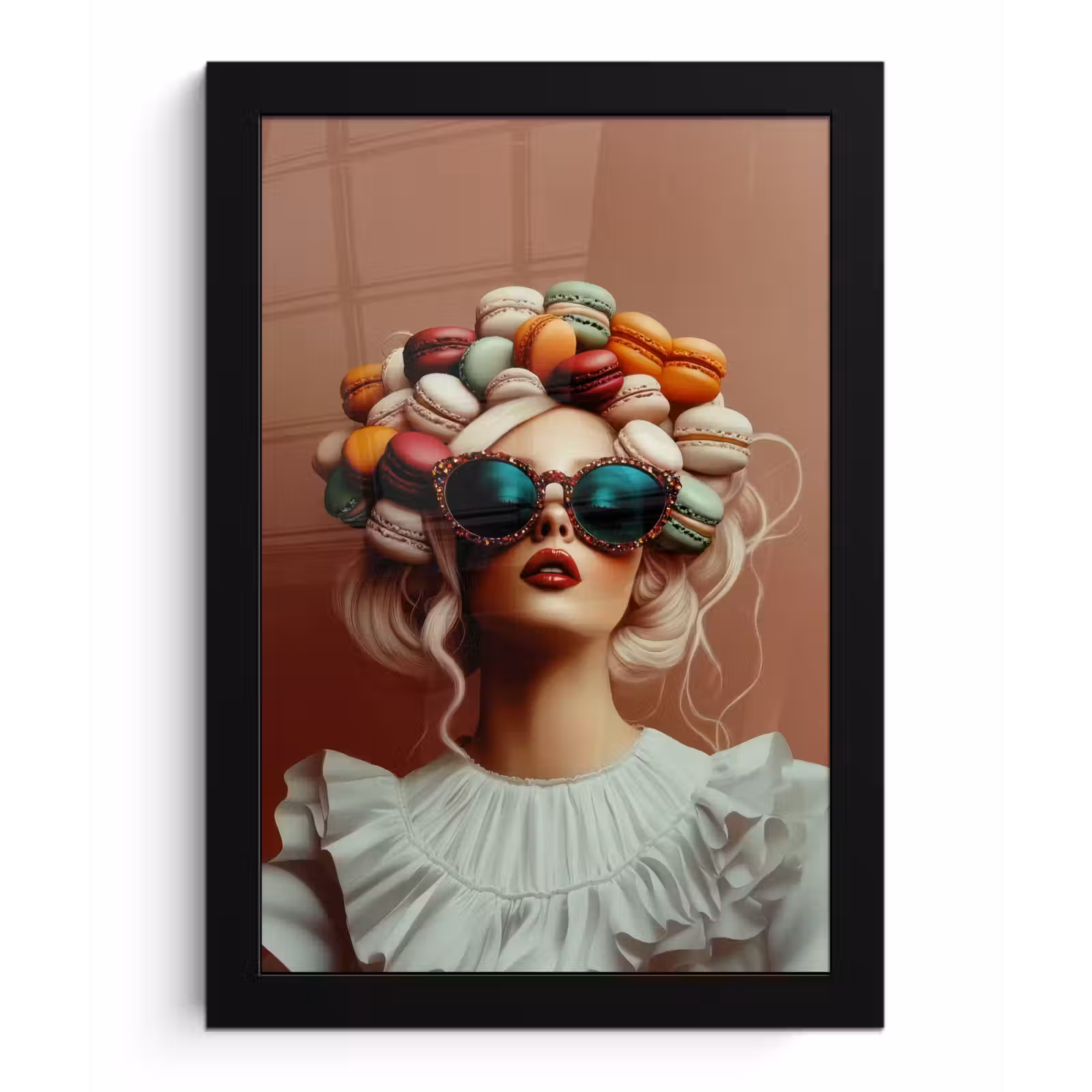Poster met lijst - Vrouw - Macarons - Bril — 1