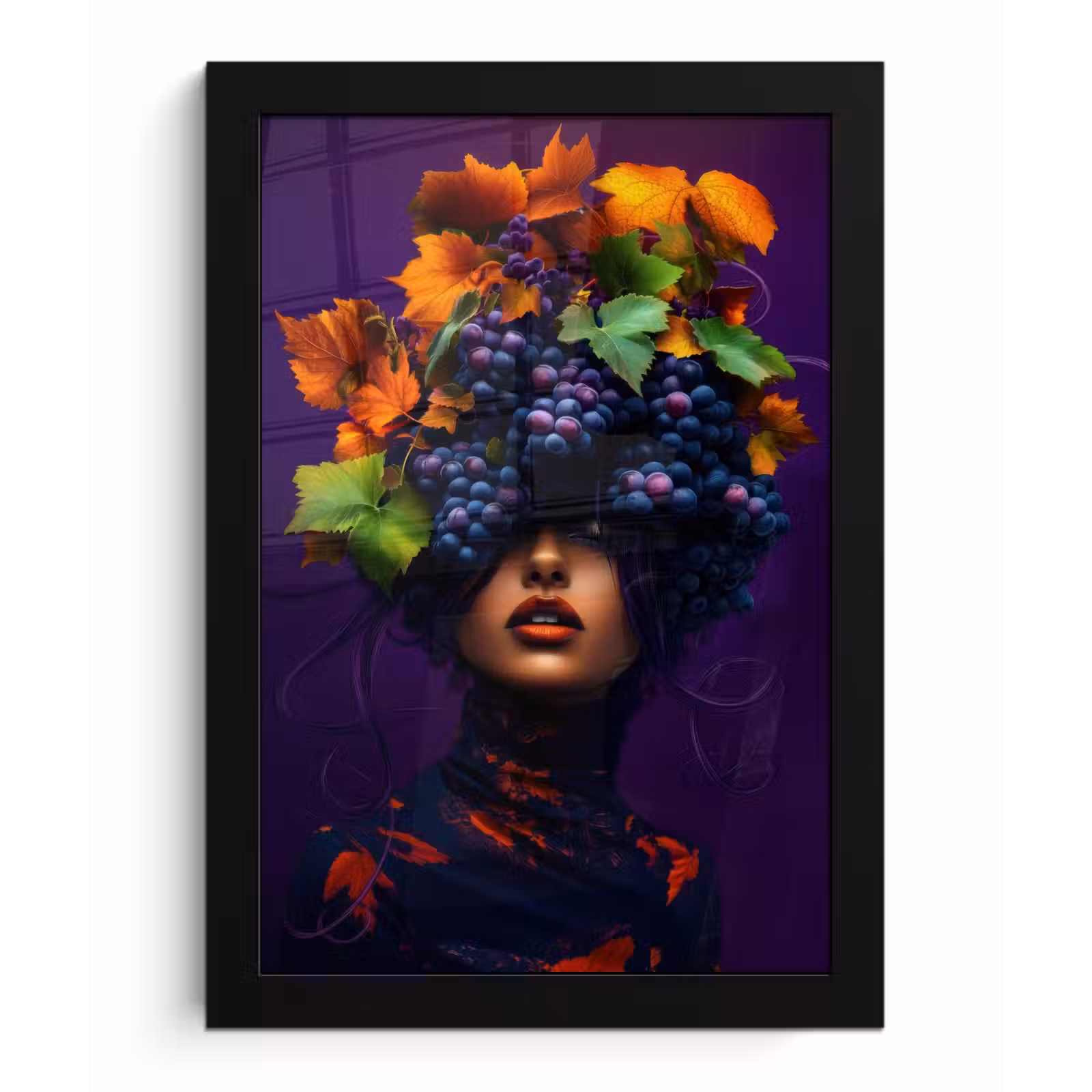 Poster met lijst - Vrouw - Paars - Druiven — 1