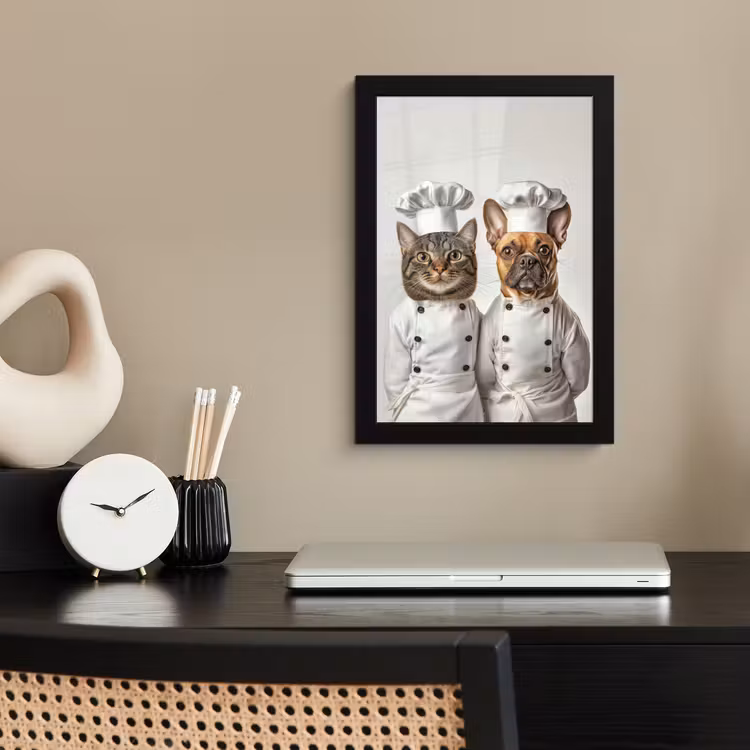 Poster met lijst - Kat - Hond - Kokskleding — 3