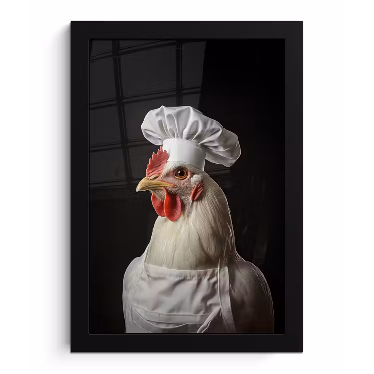 Poster met lijst - Kok - Rood - Kip — 1