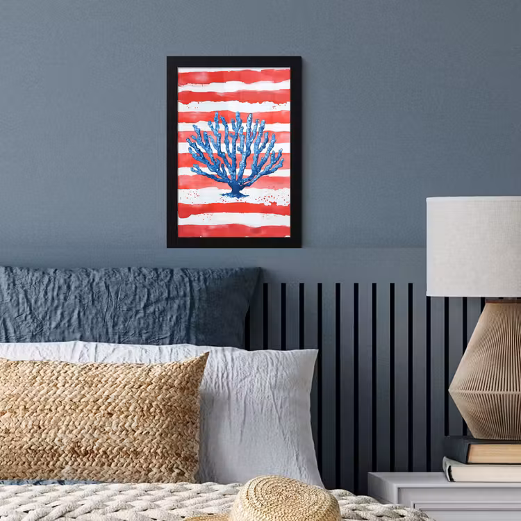 Poster met lijst - Koraal - Verfstructuur - Rood - Blauw — 4