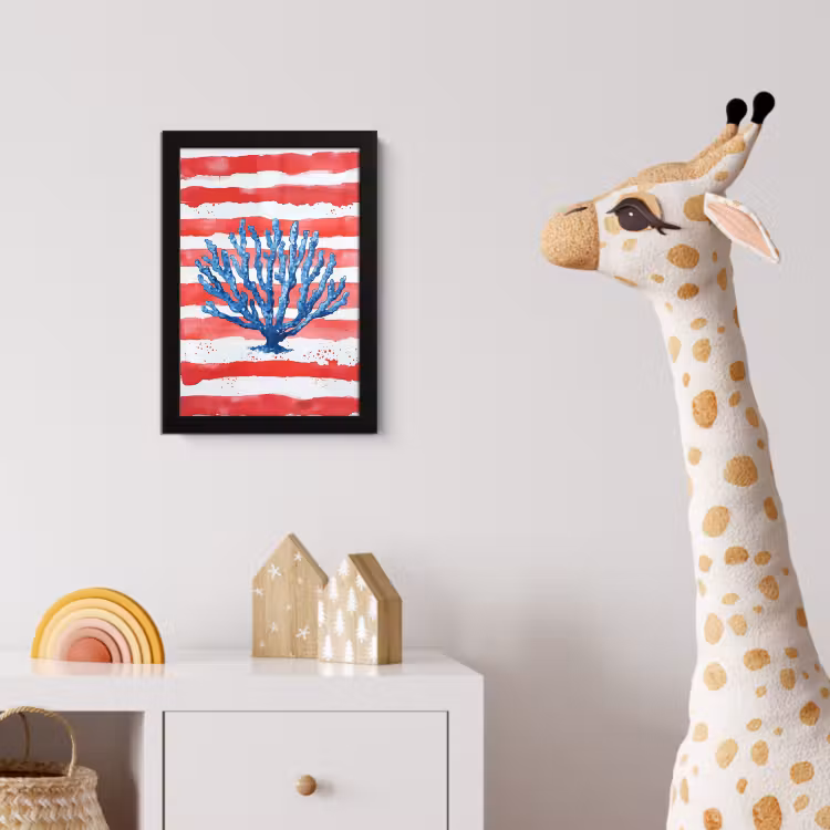 Poster met lijst - Koraal - Verfstructuur - Rood - Blauw — 5