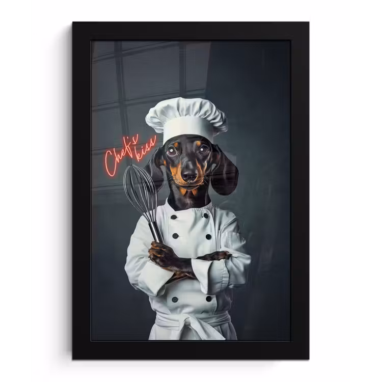 Poster met lijst - Quote - Neon - Hond - Kokskleding — 1