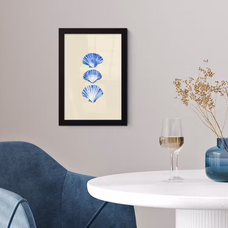 Poster met lijst - Schelpen - Blauw - Beige — 2