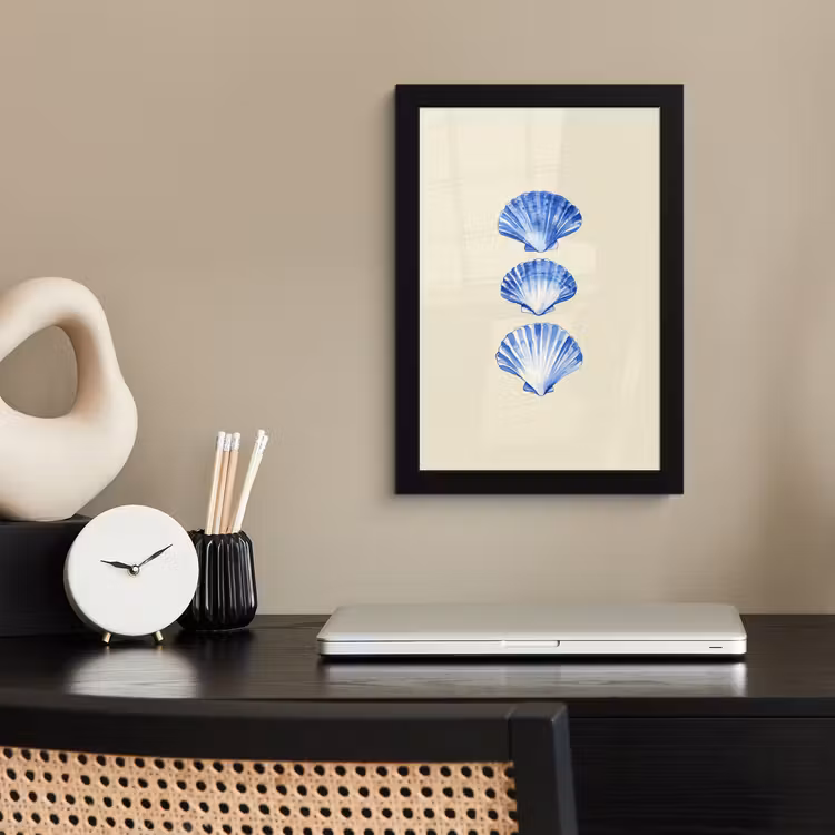 Poster met lijst - Schelpen - Blauw - Beige — 3
