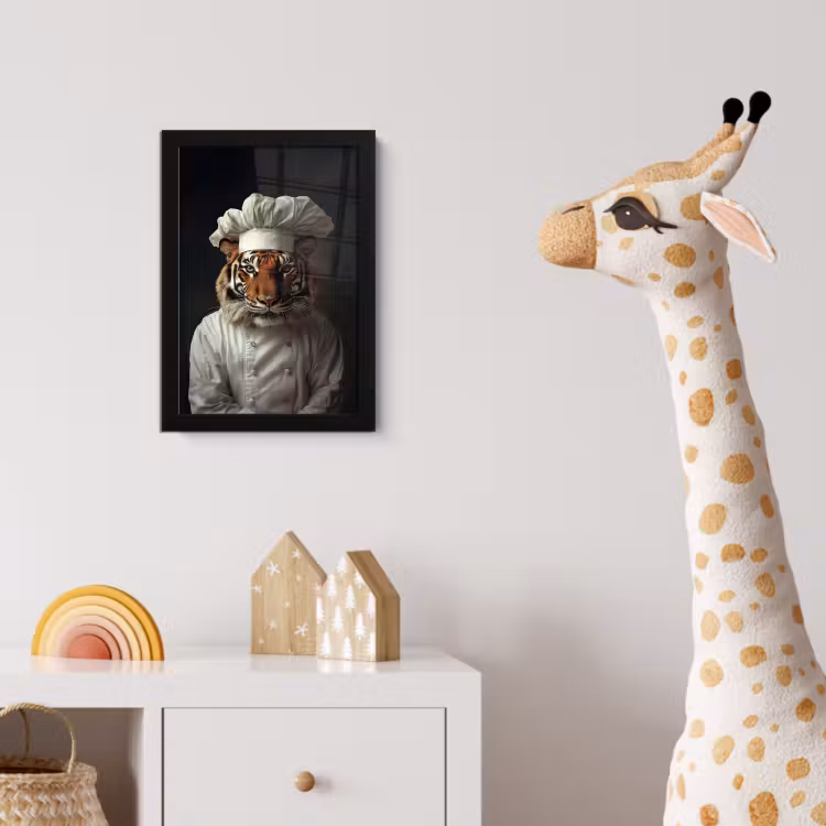 Poster met lijst - Tijger - Kokskleding - Bruin — 5