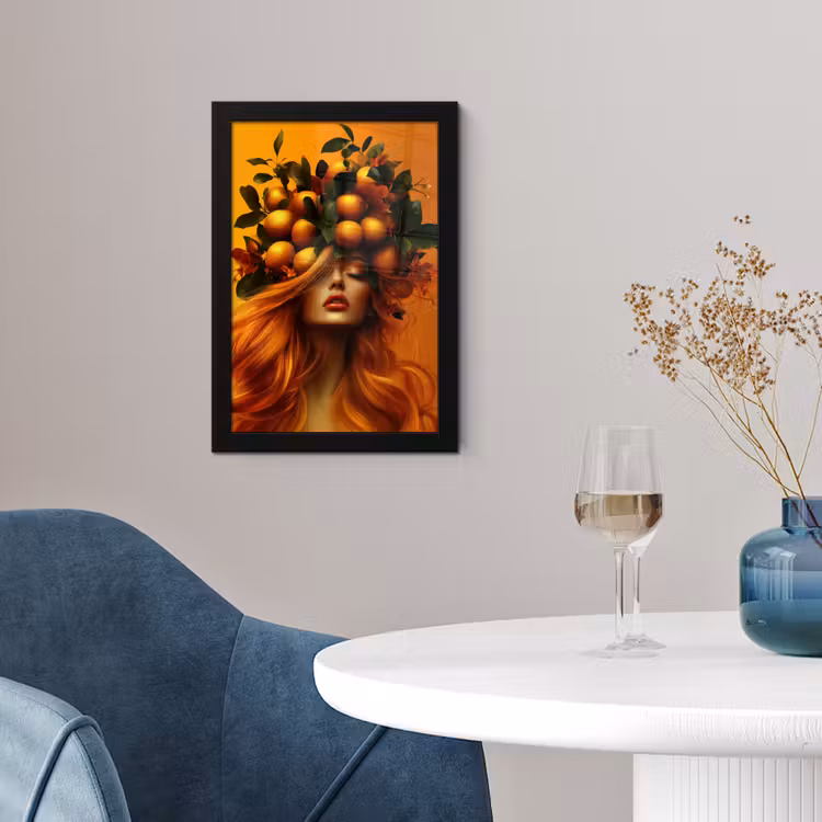 Poster met lijst - Vrouw - Citroenen - Bloesem - Geel — 2