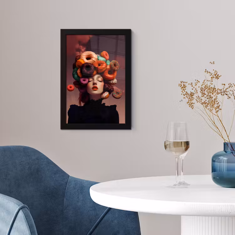 Poster met lijst - Vrouw - Donuts - Kleurrijk — 2
