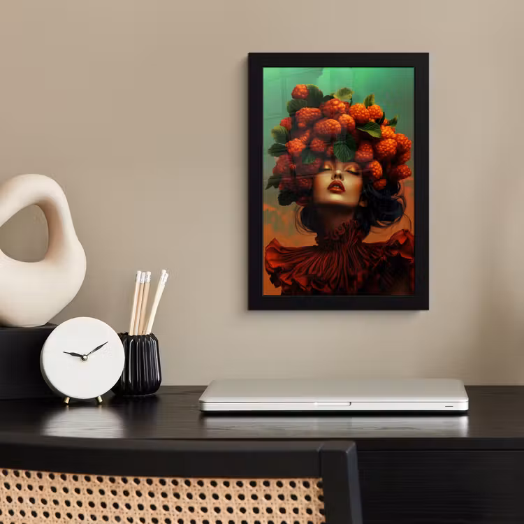 Poster met lijst - Vrouw - Frambozen - Bladeren — 3
