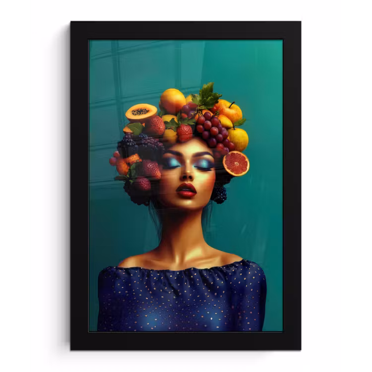 Poster met lijst - Vrouw - Hoodtooi - Tropisch - Fruit - Druiven — 1