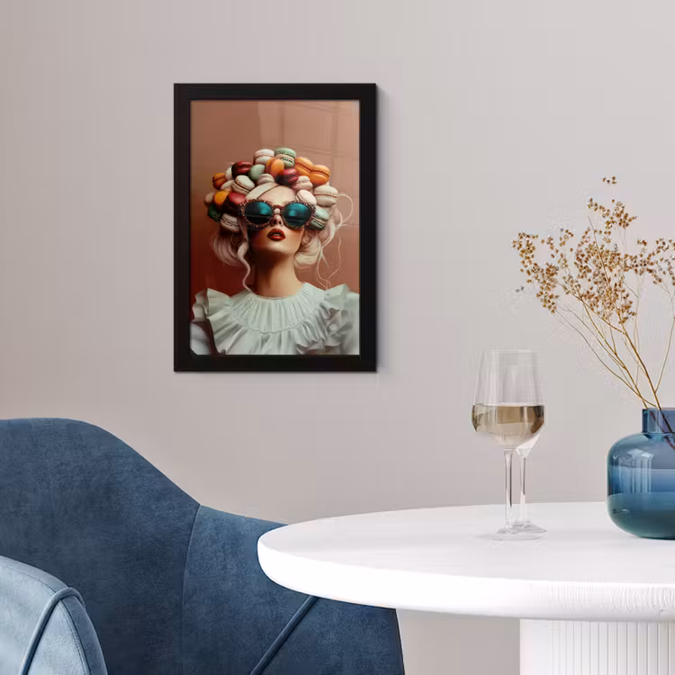Poster met lijst - Vrouw - Macarons - Bril — 2