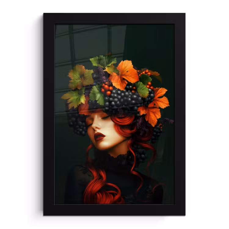 Poster met lijst - Vrouw - Rood - Groen - Druiven — 1