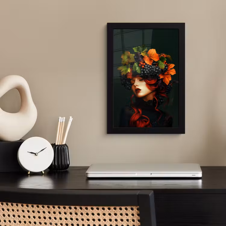 Poster met lijst - Vrouw - Rood - Groen - Druiven — 3