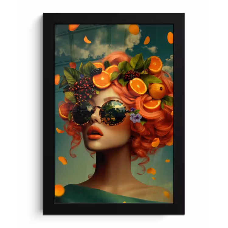 Poster met lijst - Vrouw - Sinaasappel - Bessen - Oranje — 1