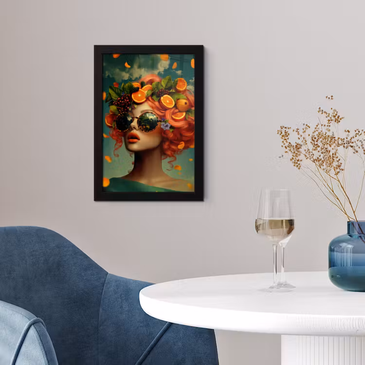 Poster met lijst - Vrouw - Sinaasappel - Bessen - Oranje — 2