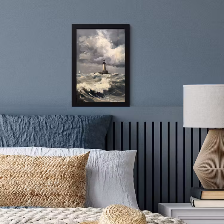 Poster met lijst - Vuurtoren - Golven - Storm — 4