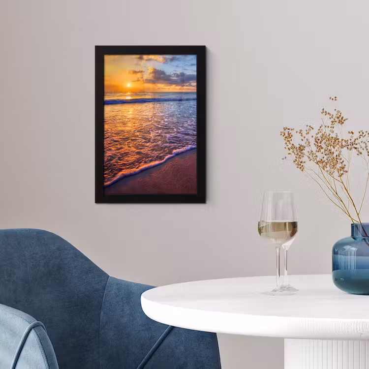 Poster met lijst - Zee - Strand - Zonsondergang - Wolken - Horizon — 2