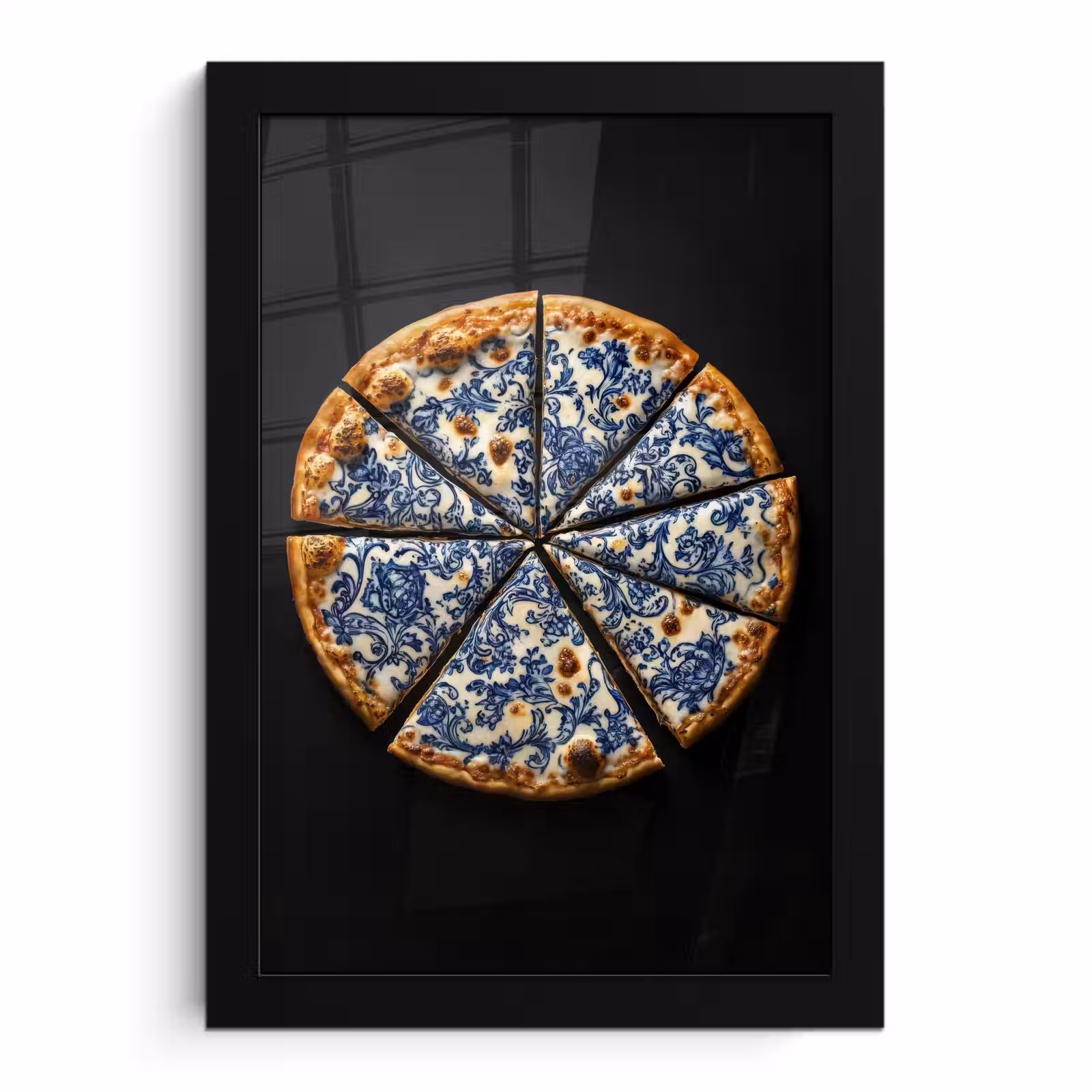 Poster met lijst - Pizza - Eten - Delftsblauw — 1