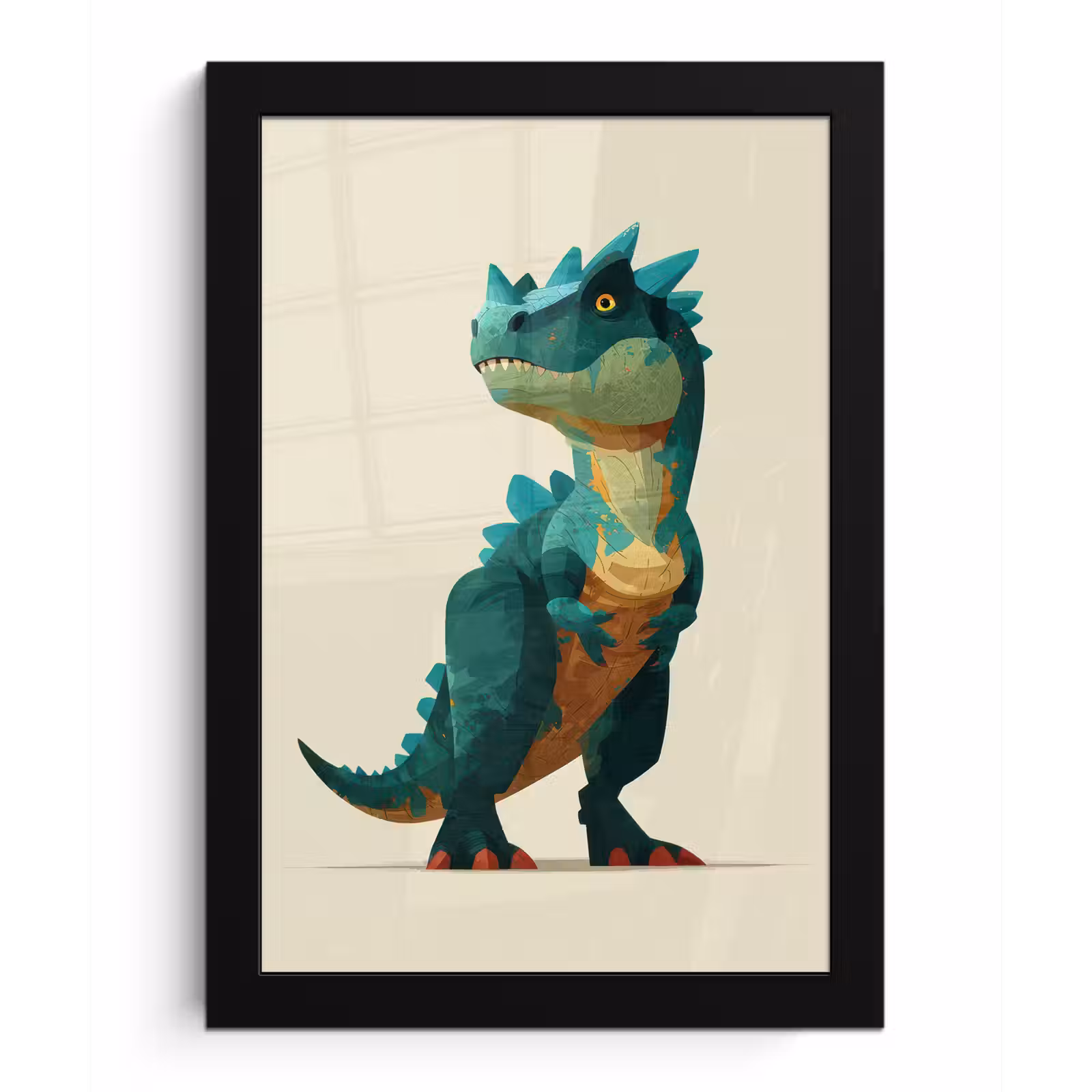 Poster met lijst - Stekels - Dino - Blauw - Gespierd — 1