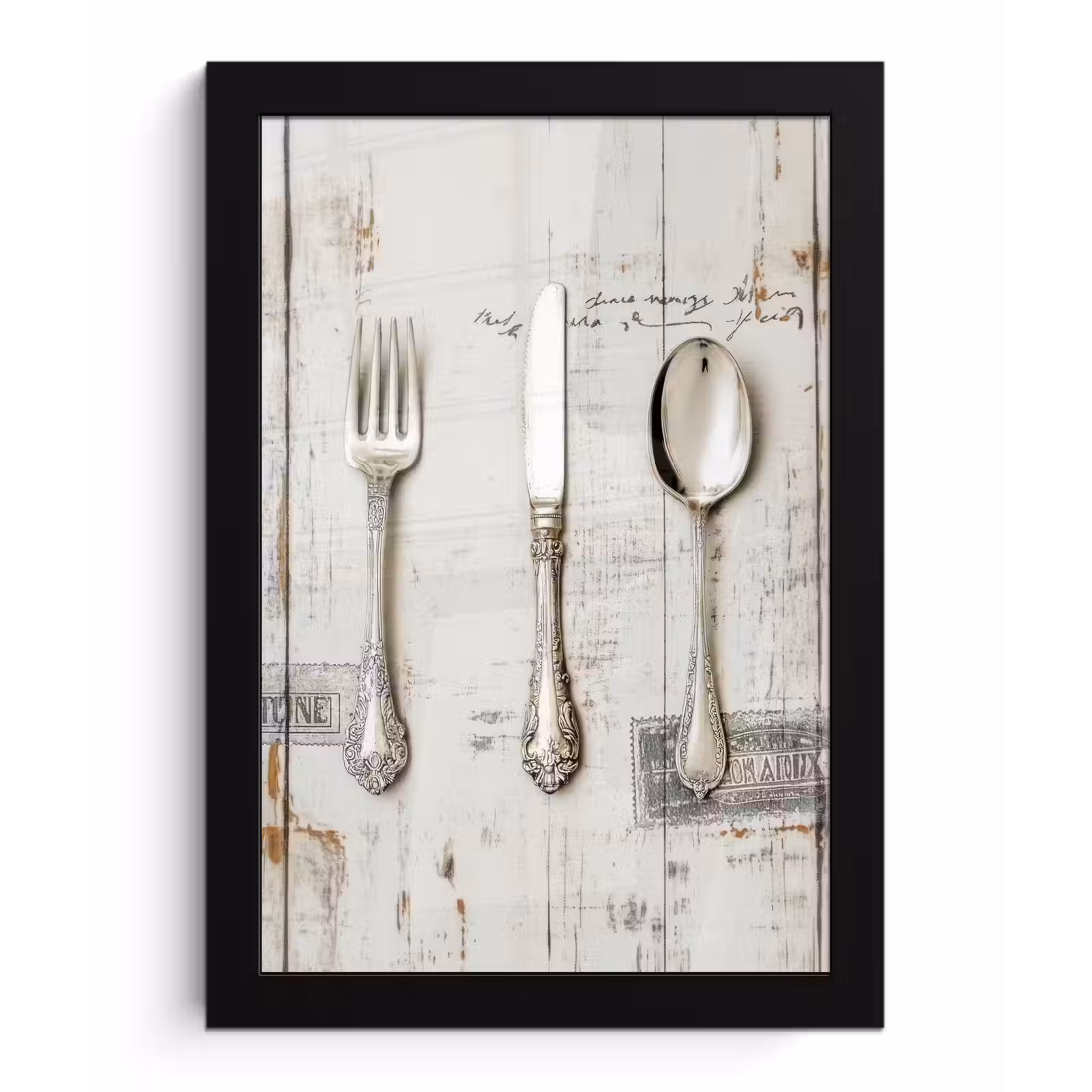 Poster met lijst - Zilver - Bestek - Hout — 1