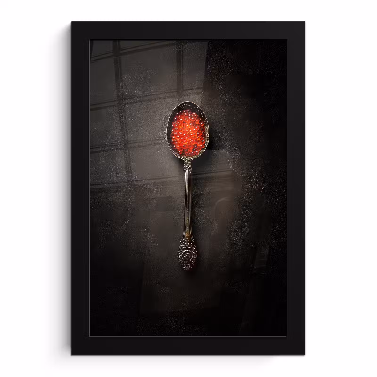 Poster met lijst - Zwart - Lepel - Caviar — 1