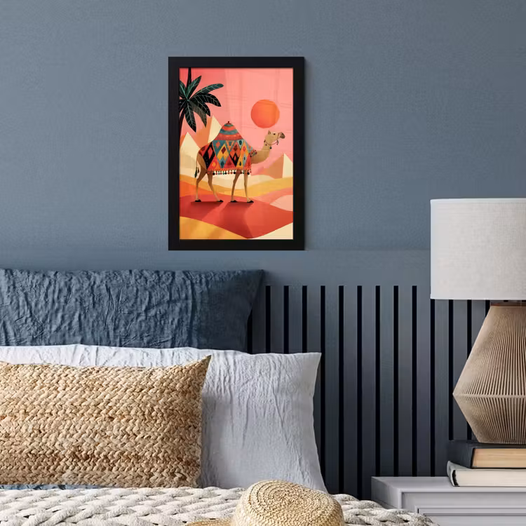 Poster met lijst - Kameel - Pyramides - Rode zon — 4