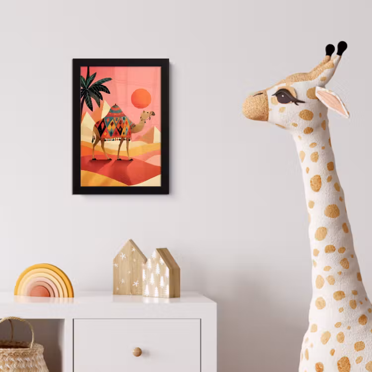 Poster met lijst - Kameel - Pyramides - Rode zon — 5
