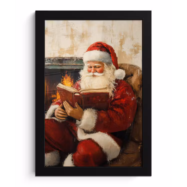 Poster met lijst - Kerst - Kerstman - Winter - Open Haard — 1