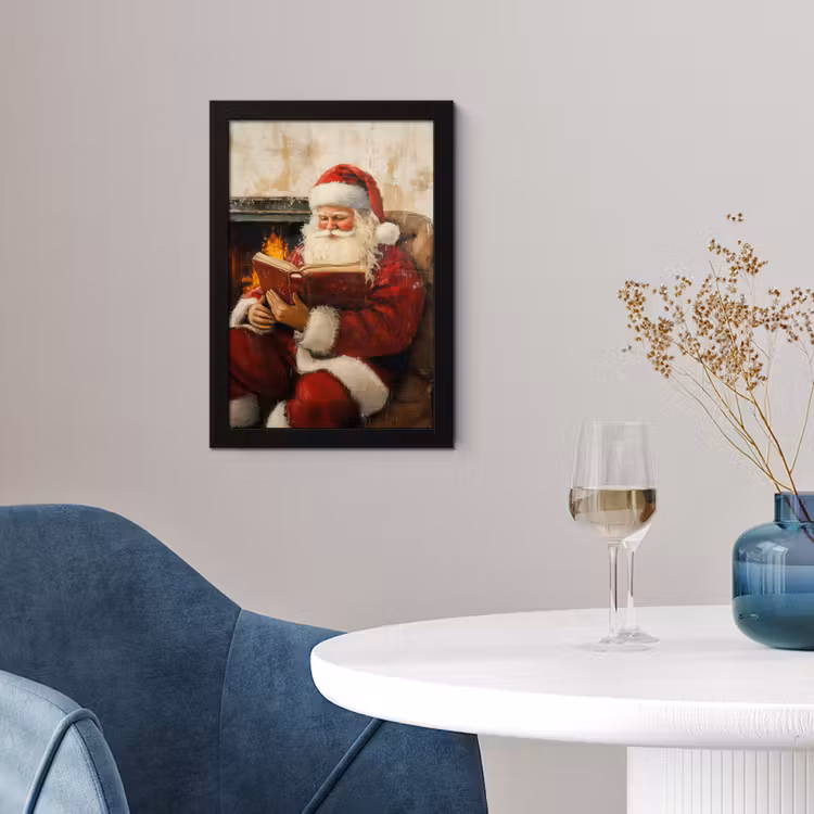 Poster met lijst - Kerst - Kerstman - Winter - Open Haard — 2