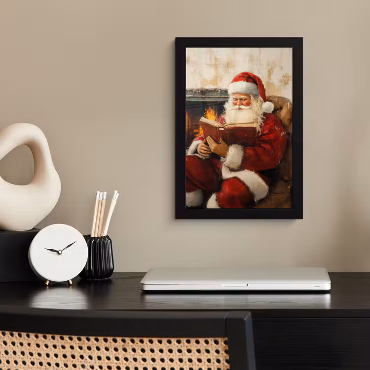 Poster met lijst - Kerst - Kerstman - Winter - Open Haard — 3