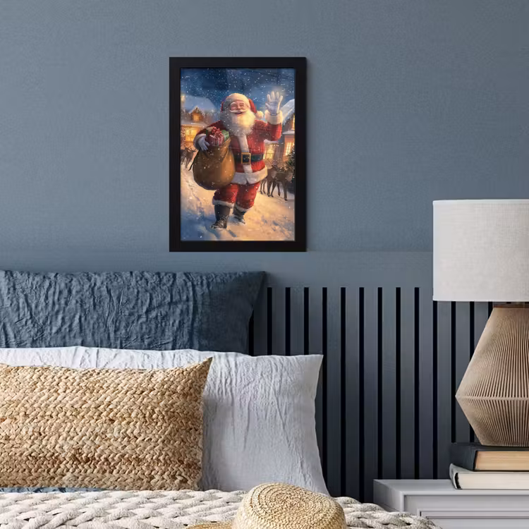 Poster met lijst - Kerstman - Dorp - Hert - Donker — 4