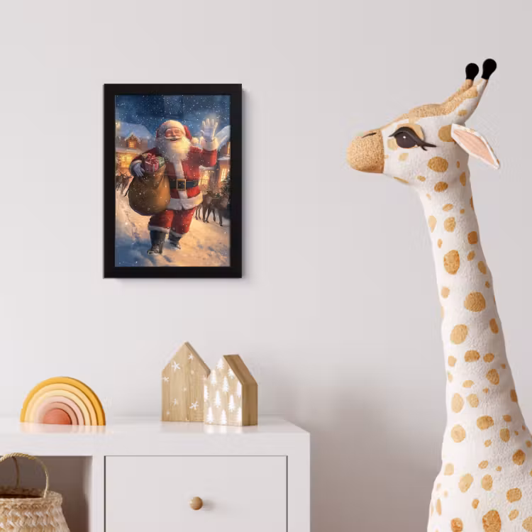 Poster met lijst - Kerstman - Dorp - Hert - Donker — 5