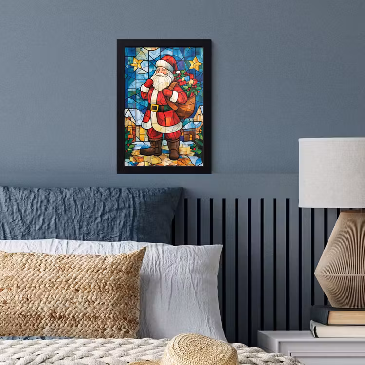 Poster met lijst - Kerstman - Glas - Kleurrijk — 4