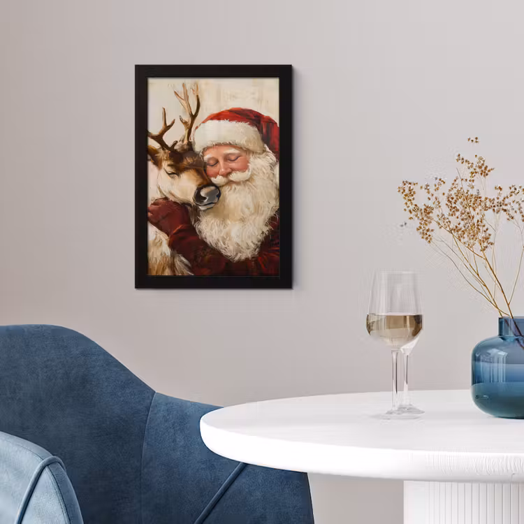 Poster met lijst - Kerstman - Rendier - Kerst - Christmas — 2